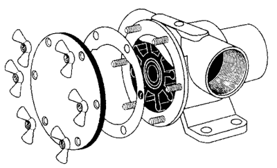 Johnson Pump set(C) RVS vleugelmoeren  Pinwing  & draadeind, set C (6st. M4 x M4) - Johnson Pump