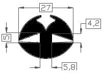 Raamrubber EPDM zwart  4-5 br. 27 mm - DGRU
