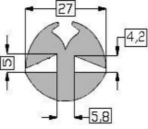 Raamrubber TPE grijs 4-5 br. 27 mm - DGRU