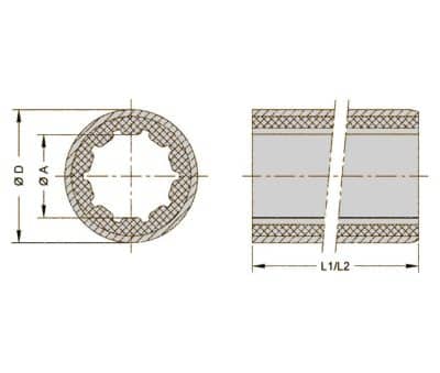 Rubberlager-brons-°45mm.x2 3-8 x180mm-M - Exalto