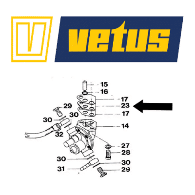 Plaat tussen opvoerpomp en blok Vetus STM8056 - Vetus