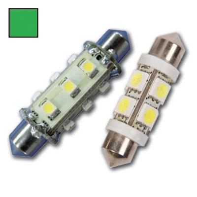 LED Festoon 10-30V - 0,9W groen 12 LEDS 42 mm - Hollex