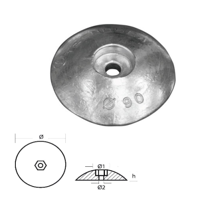 Zinken ronde roerblad-anode, Ø125mm (1350g) - ALLP