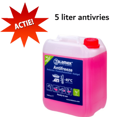 Antivries 5l van Talamex voor drinkwater, toilet en motor. Biologisch afbreekbaar.