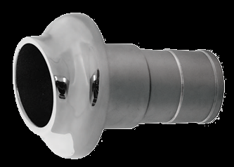 RVS uitlaat huiddoorvoer met rubber terugslagklep, Ø90mm, kraag Ø131mm