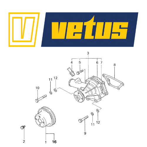 Pakking circulatiepomp Vetus M3.10 en M4.14 - STM2682