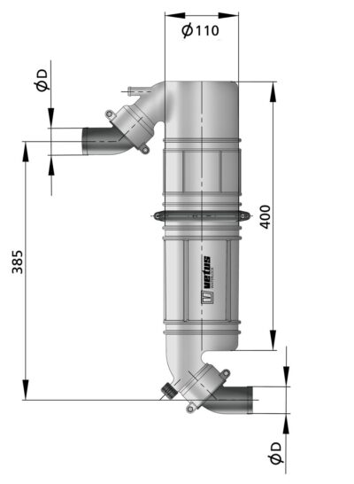 VETUS geluiddemper - zwanenhals type NLPG, 40 mm slangaansluitingen