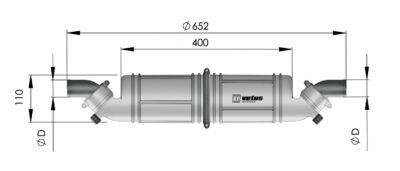 Waterlock - Geluidsdemper - Vetus NLPH, horizontaal, kunststof 50mm