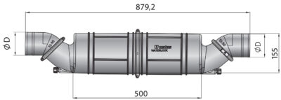 Waterlock - Geluidsdemper - Vetus NLPH, horizontaal, kunststof 60mm