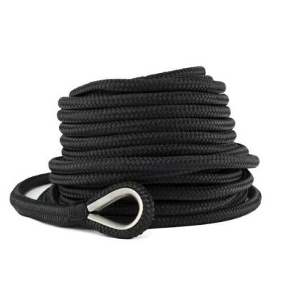 Hollex ankerlijn met lood zwart 12mm rol=20mtr